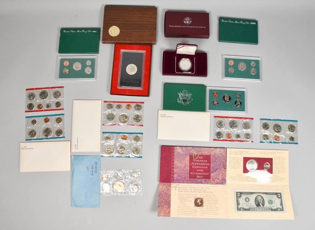 Appraisal: US mint proof sets including envelopes US Mint uncirculated coins