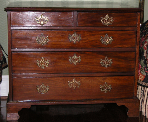 Appraisal: Georgian Mahogany Graduated Five Drawer Bureau with Beaded Drawers and