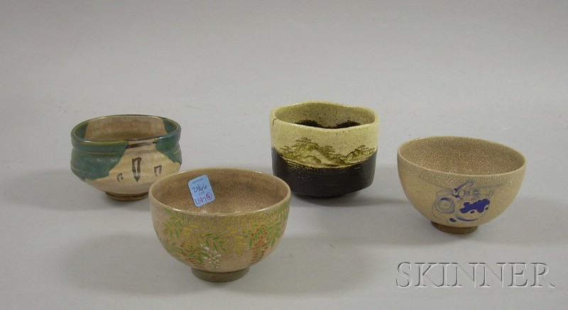 Appraisal: Four Japanese Ceremonial Teabowls ht to in