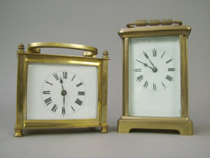 Appraisal: A French four glass gilt cased carriage clock the white