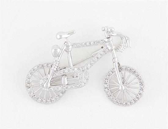 Appraisal: Diamond-set bicycle brooch K white gold set with small round