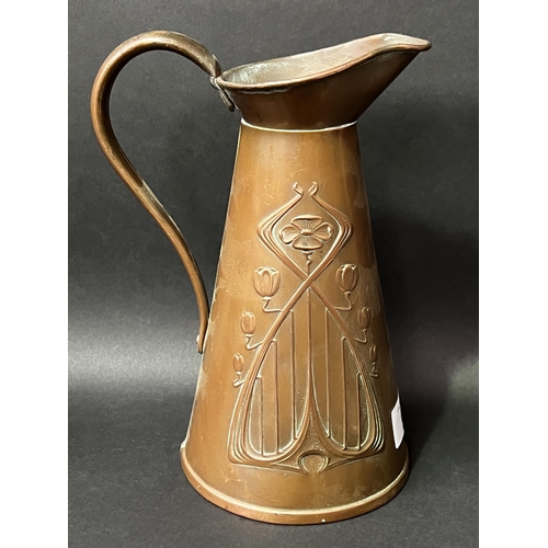 Appraisal: JS S Art Nouveau copper jug approx cm H