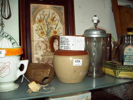 Appraisal: A SHELF OF SUNDRIES CONSISTING OF CHINA EDWARDIAN TRAY ETC