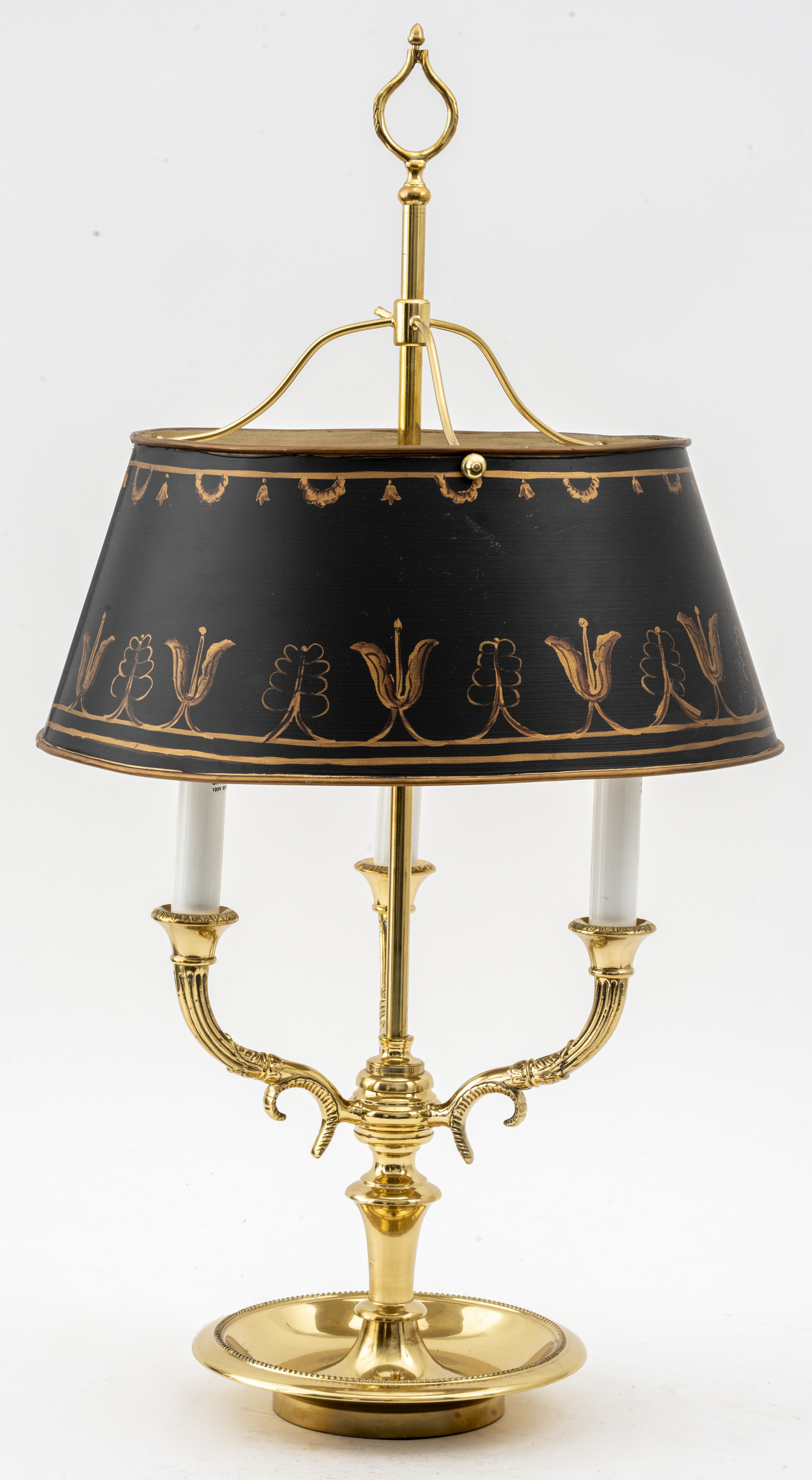 Appraisal: EMPIRE REVIVAL BOUILLOTTE TABLE LAMP Empire Revival brass bouillotte table