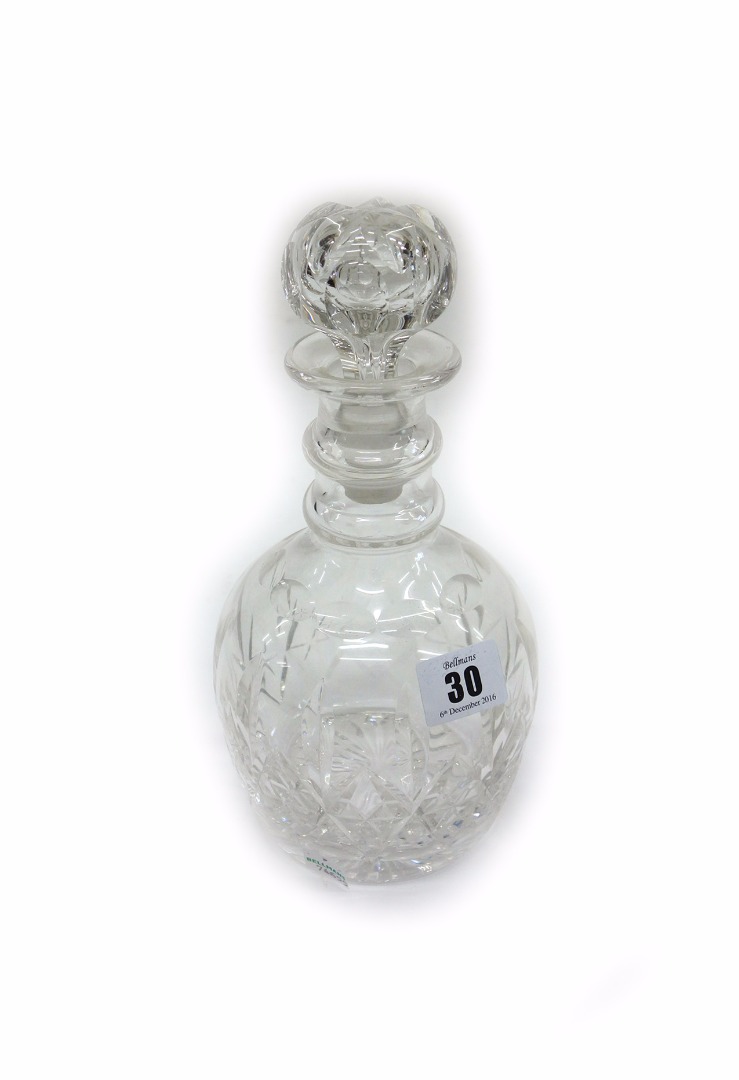 Appraisal: A Stuart cut glass decanter six Galway cut pattern brandy