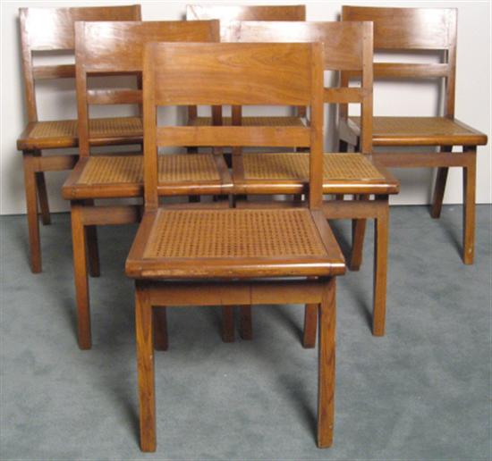 Appraisal: Six Elm Wood Peg and Cane Seat Chairs c s