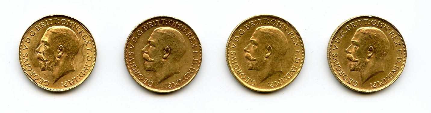 Appraisal: South Africa George V Sovereigns -SA KM- Each coin is