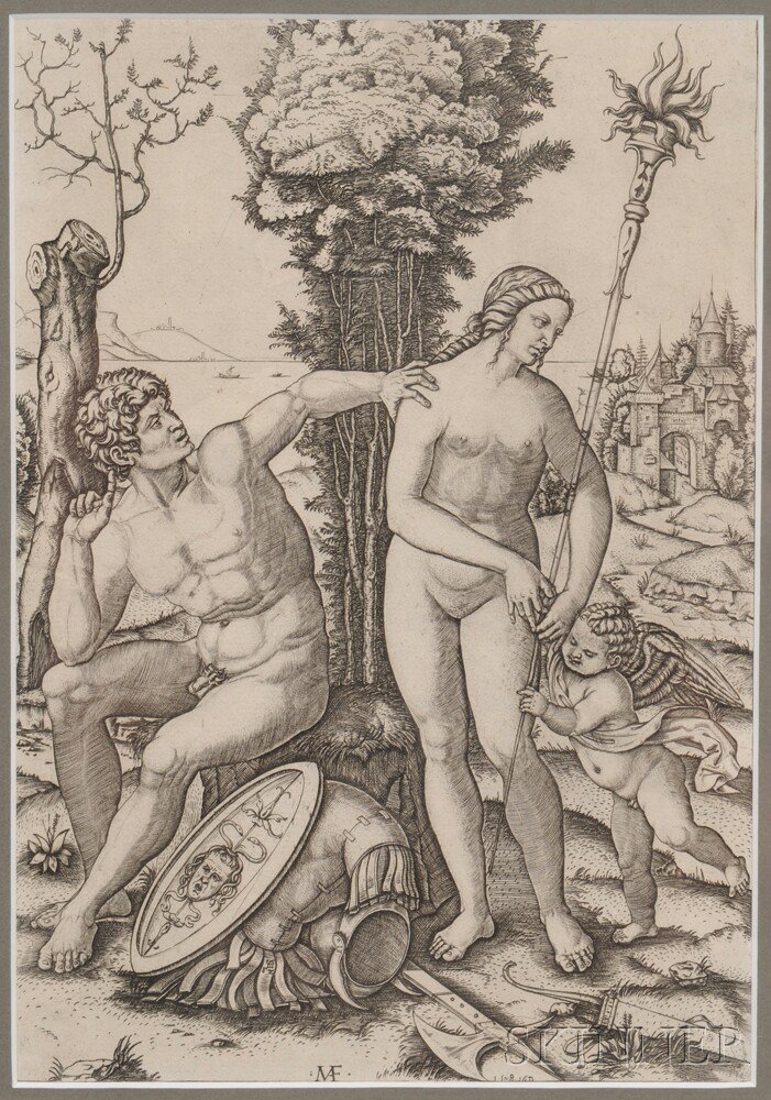 Appraisal: Marcantonio Raimondi Italian c - Mars Venus and Cupid Monogrammed