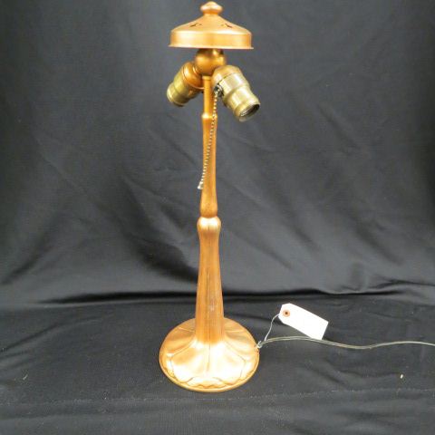 Appraisal: Handel Lamp Base original tag copper finish tall double socket