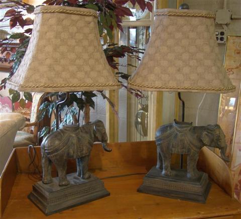 Appraisal: PAIR OF ELEPHANT FORMED TABLE LAMPS Rented as props for