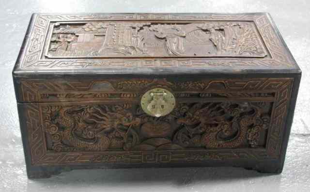 Appraisal: Asian Highly Carved Trunk From an Park Ave NYC estate