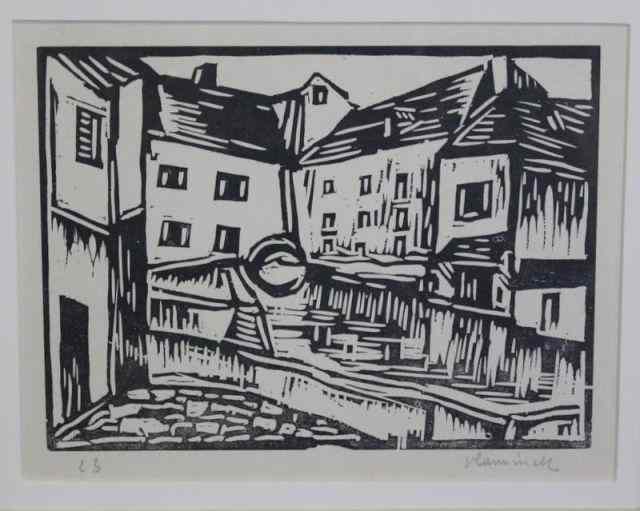 Appraisal: VLAMINCK Maurice Woodcut of a Village Pencil signed lower right