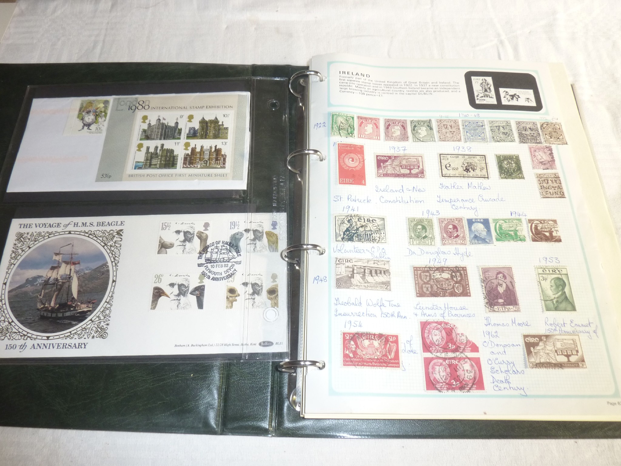 Appraisal: A box containing two albums of stamps one including Ireland