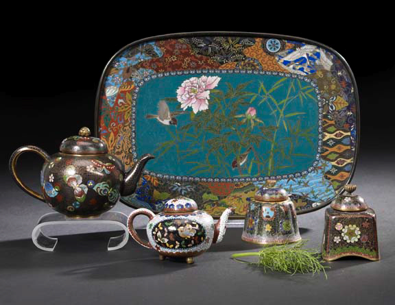 Appraisal: Two Unusual Japanese Cloisonne Inkwells early th century one of