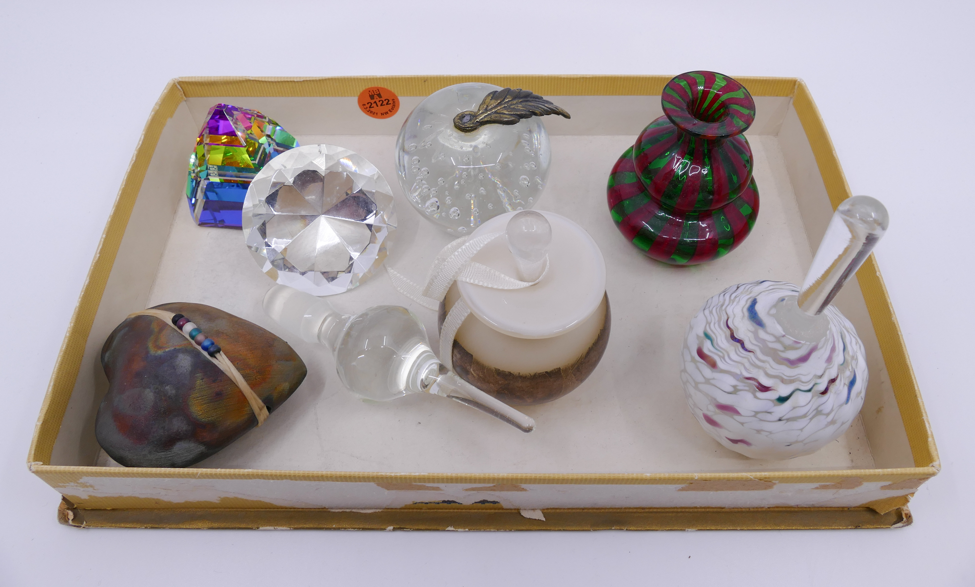 Appraisal: Box Art Glass Paperweights and Perfumes