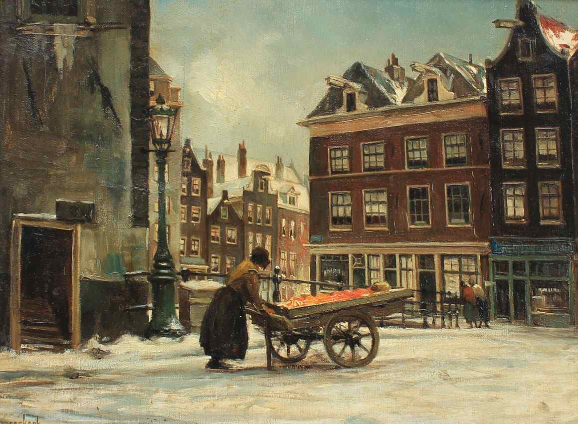 Appraisal: STREEFKERK Carl Augustus Dutch - Winter Scene in Amsterdam Oil