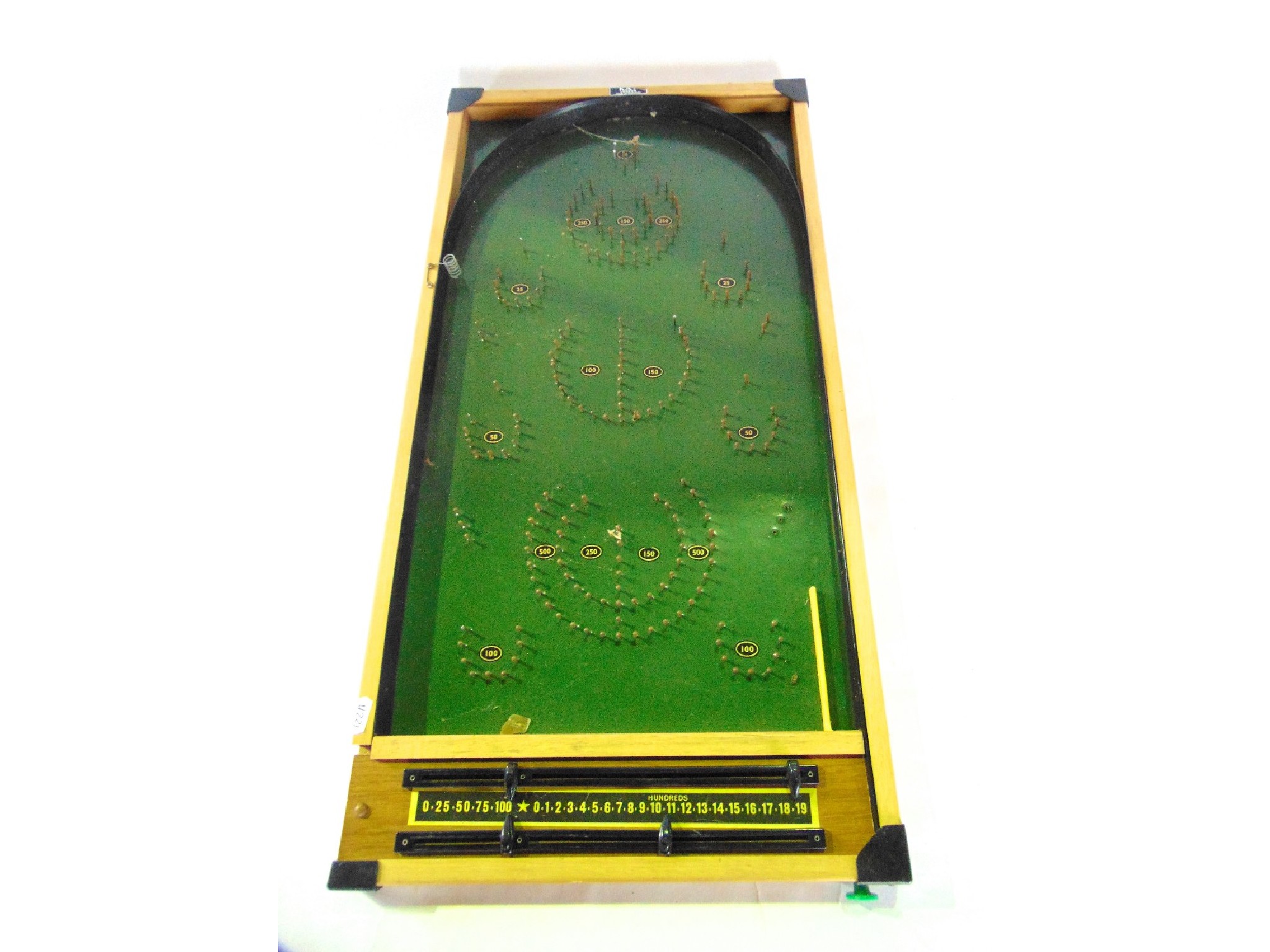 Appraisal: A boxed Bagatelle board with painted detail