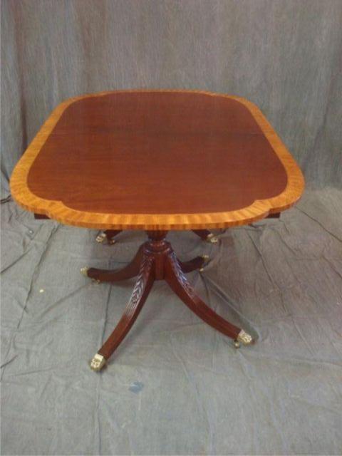 Appraisal: Banded Mahogany Dining Table From a Yorktown Heights home Dimensions