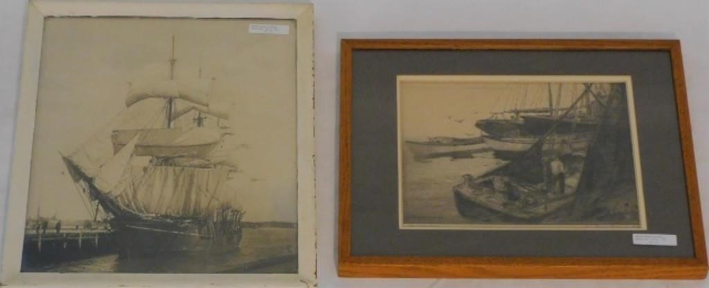 Appraisal: TWO FRAMED AND GLAZED NAUTICAL PRINTS TOinclude an etching by