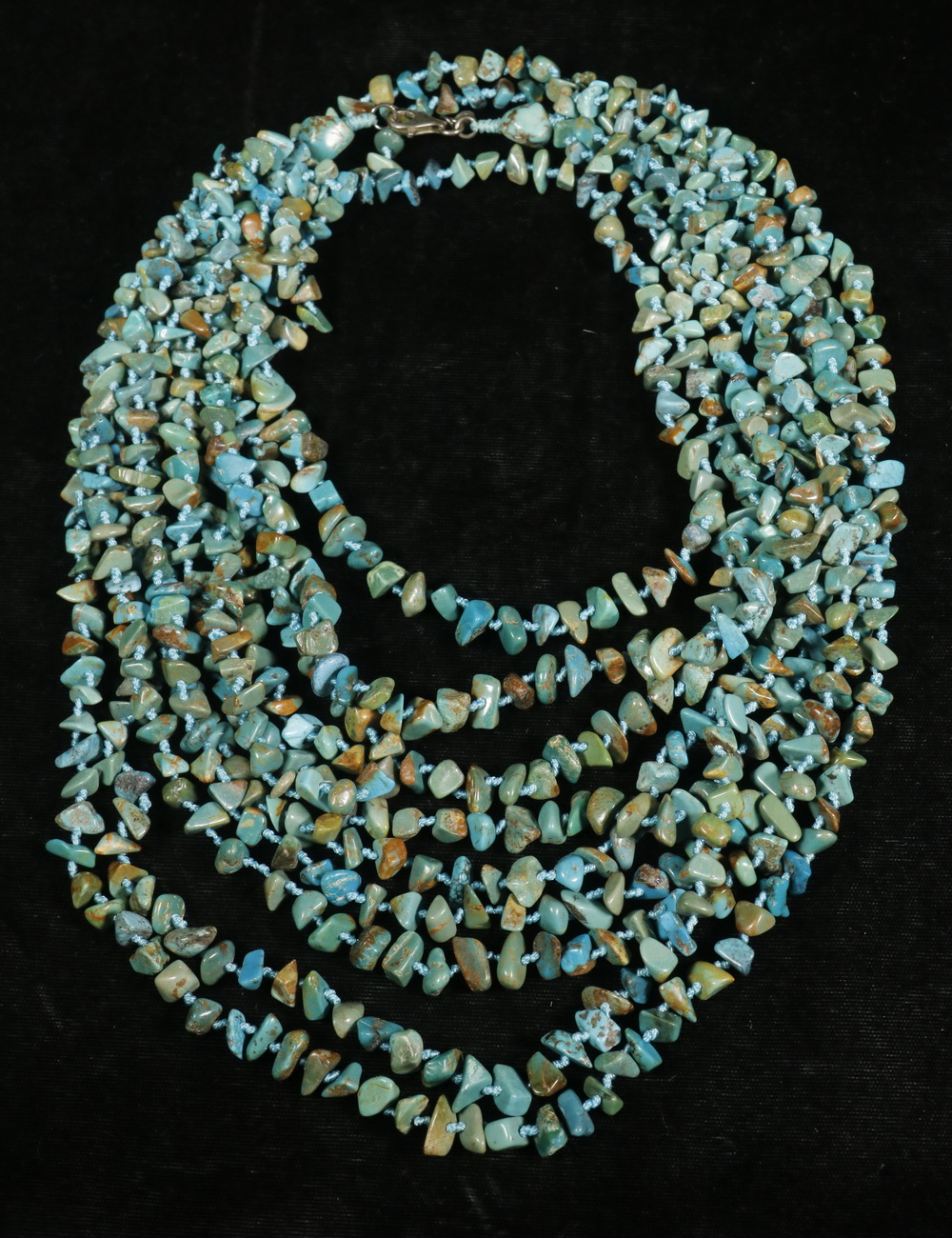 Appraisal: TURQUOISE NUGGET NECKLACE Ten-Strand Necklace of Polished Turquoise Nuggets in