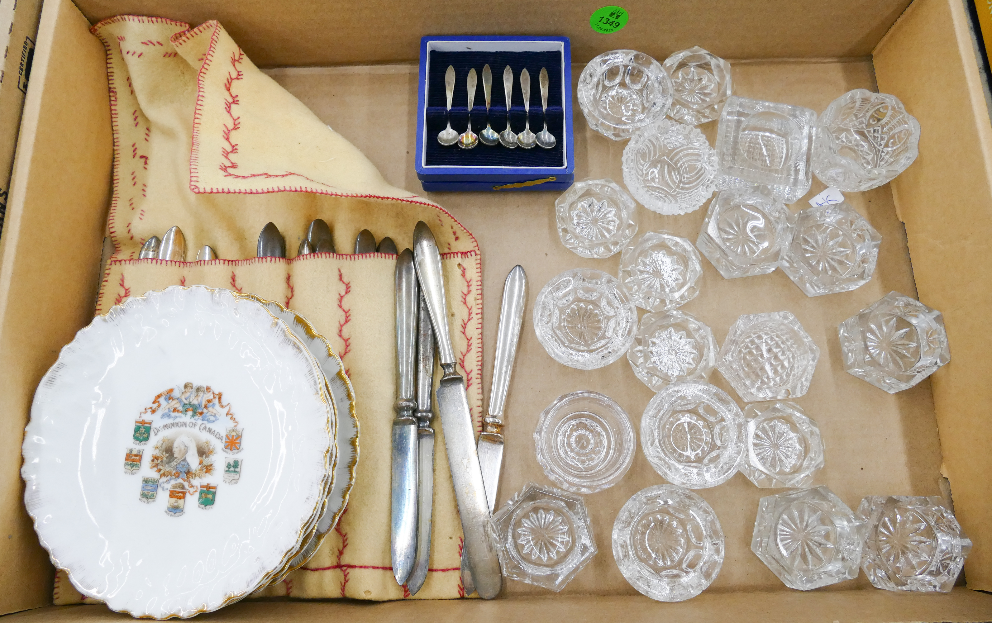 Appraisal: Box Old Glass Salt Collection Etc