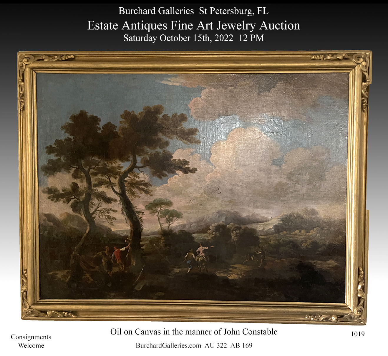 Appraisal: EARLY LANDSCAPE PAINTING IN THE MANNER OF CONSTABLE Panoramic Landscape