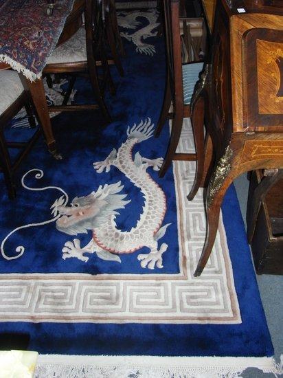 Appraisal: A LARGE CHINESE BLUE GROUND CARPET with Greek key border