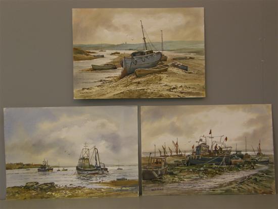 Appraisal: Keith Burtonshaw three watercolours of East Anglia Pinmill Leigh -