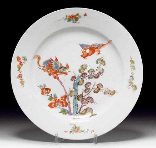 Appraisal: RARE PLATE WITH DRAGON MOTIF Meissen circa - Painted in