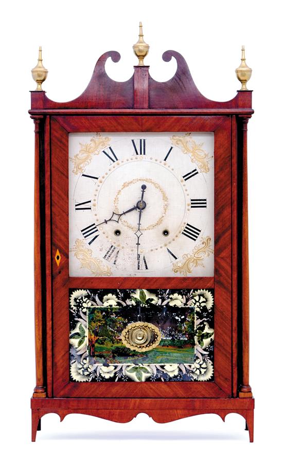 Appraisal: Ephraim Downes pillar and scroll mantel clock circa mahogany case