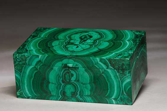 Appraisal: EXTREMELY LARGE MALACHITE BOX Democratic Republic of the Congo Handcrafted