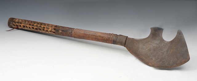 Appraisal: A NAGA OR BURMESE PANGA with incised iron blade and