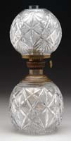 Appraisal: CUT GLASS OIL LAMP - cut glass ball shade on