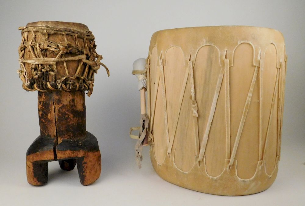 Appraisal: Drums Drum- wood hide together with a newer drum