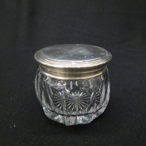 Appraisal: French Sterling Cut Glass Dresser Jar panel cut hallmarked top