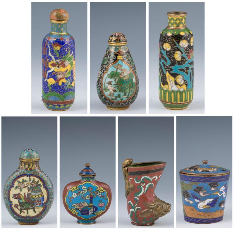 Appraisal: Seven Chinese Cloisonne Snuff Bottles including five snuff bottles of