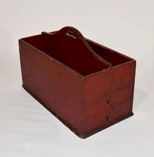 Appraisal: Two drawer tool caddy in red paint Two drawer tool