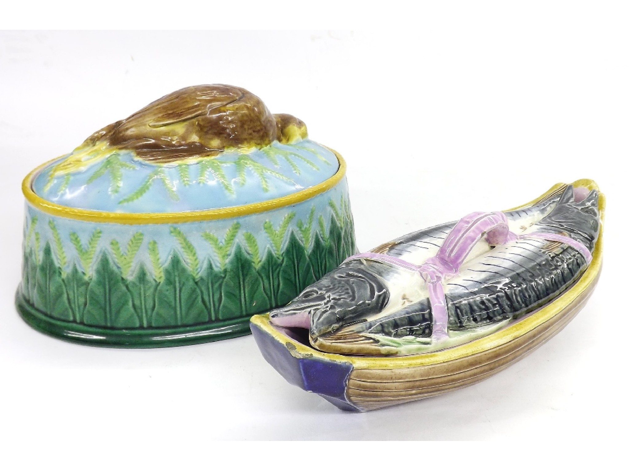 Appraisal: Two majolica tureens in the manner of George Jones one