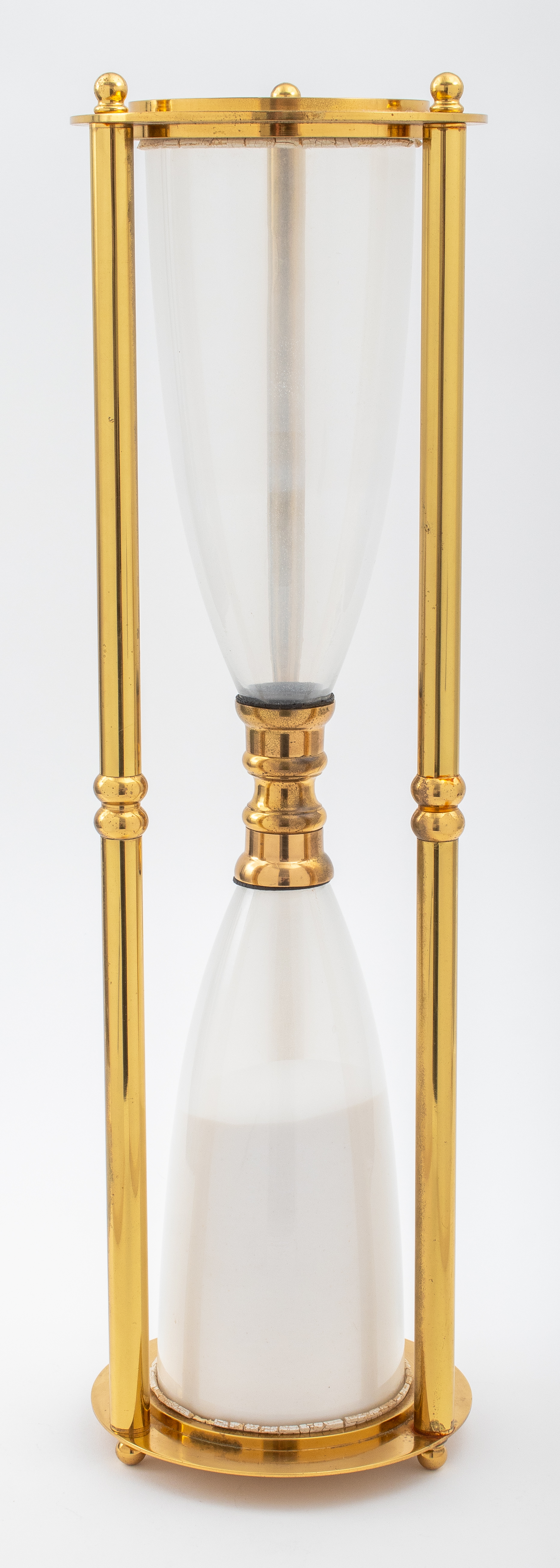 Appraisal: MODERN LARGE BRASS WHITE SAND HOURGLASS Modern large brass white