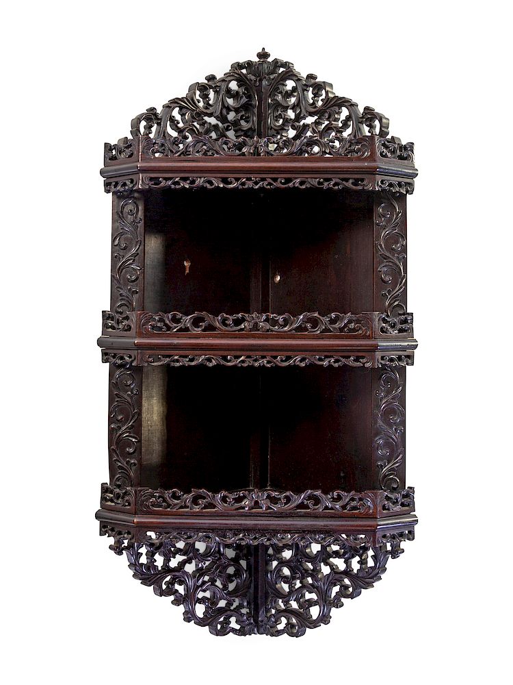 Appraisal: A Chinese Export Hardwood Hanging Corner Shelf Height x length