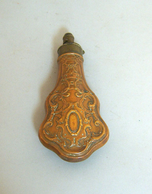 Appraisal: Hawksley copper powder flask mid th c of violin form