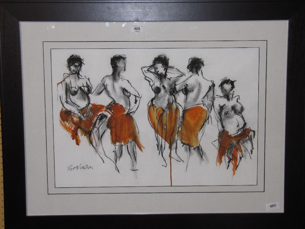 Appraisal: PAT NICOLSON Wash over charcoal 'Orange Tango' signed