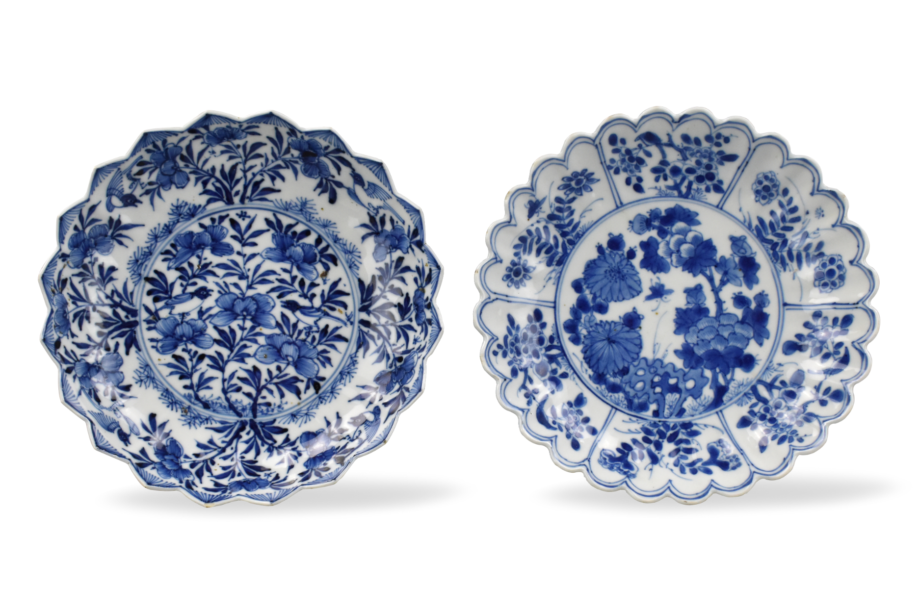 Appraisal: Two Chinese Kangxi Period decorative blue white floral plates Each