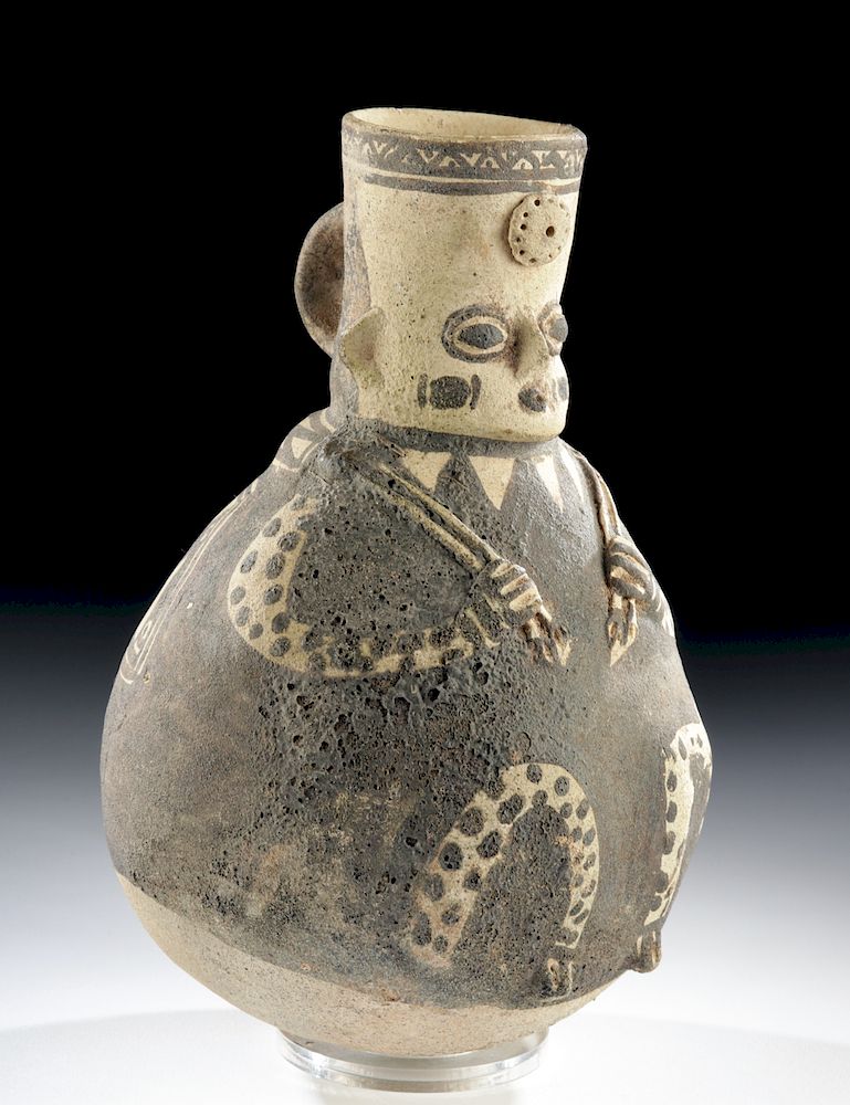 Appraisal: Large Chancay Bi-Chrome Figural Jar Originally Listed At Pre-Columbian Central