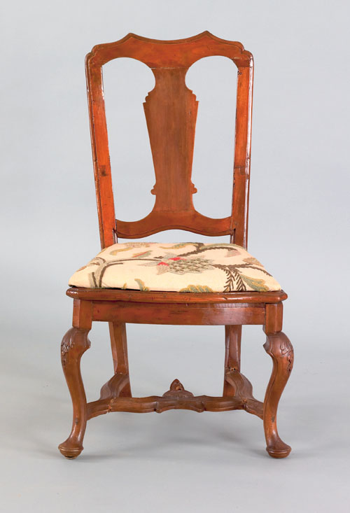 Appraisal: Dutch fruitwood dining chair ca with a slip seat cabriole