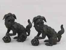 Appraisal: Two Chinese bronze dogs of Fo one AF Ht cm