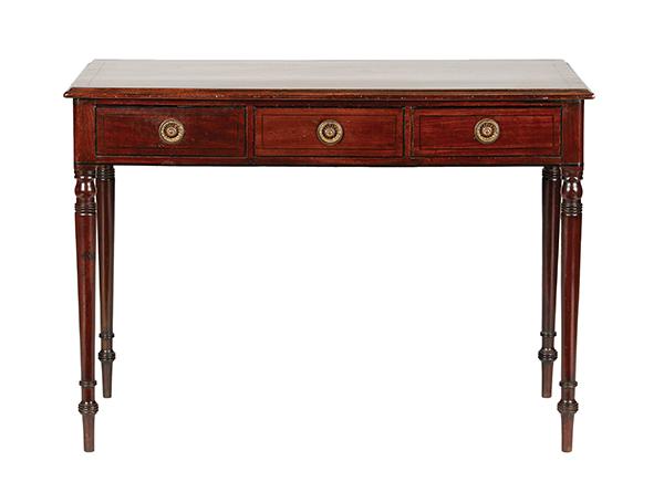 Appraisal: A GEORGE III MAHOGANY SIDE TABLE CIRCA With ebonised stringing