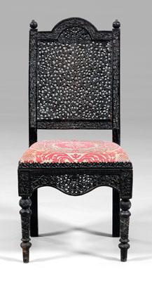 Appraisal: Anglo-Indian carved side chair elaborate foliate-carved back and seat frame