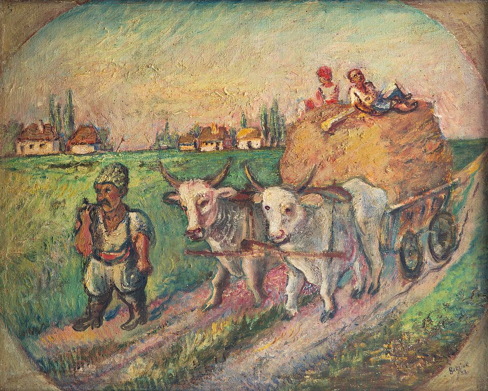 Appraisal: DAVID BURLIUK RUSSIAN - DAVID BURLIUK RUSSIAN - Village Scene