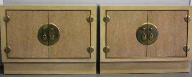 Appraisal: Pair of Asian Style Modern Chests with BrassHardware One fitted